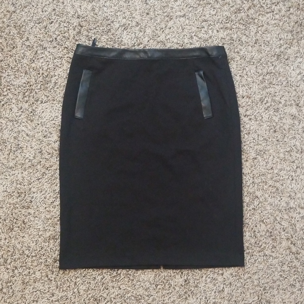 Black pencil skirt with leather detail